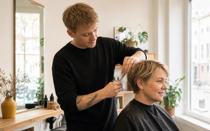 Frisør i en nordisk salon